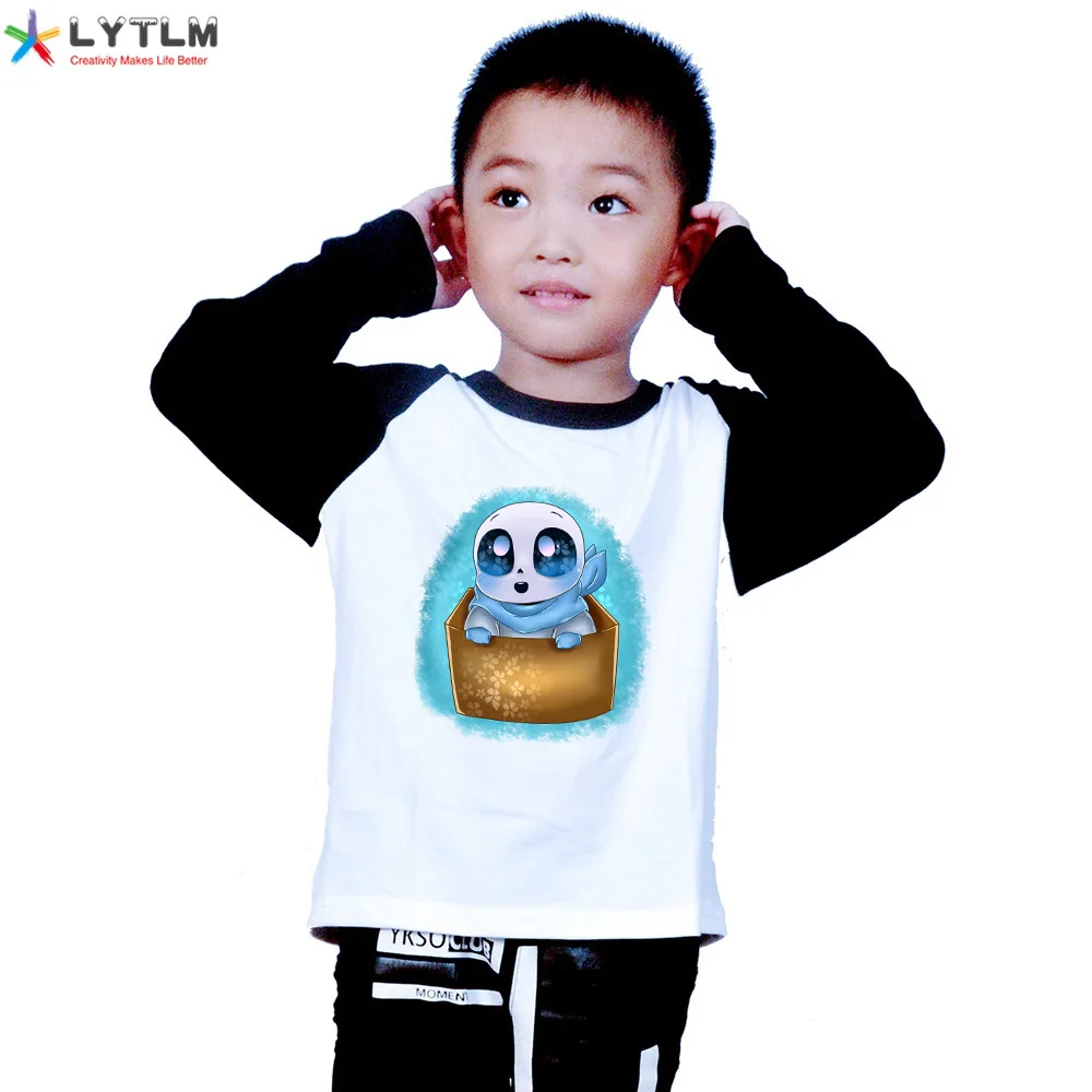 LYTLM Undertale для маленьких мальчиков зимнее платье с длинными рукавами, топы из модифицированного вискозного волокна футболка "Аниме" Детская футболка с рисунком персонажей из мультфильма для детей, Джек Скеллингтон топ для девочек