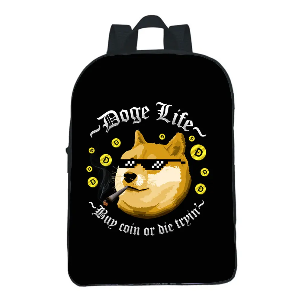Dogecoin Backpack Children Funny Kindergarten Rucksack Baby Mini Knapsack Mochila 12 inches Cartoons School Bag