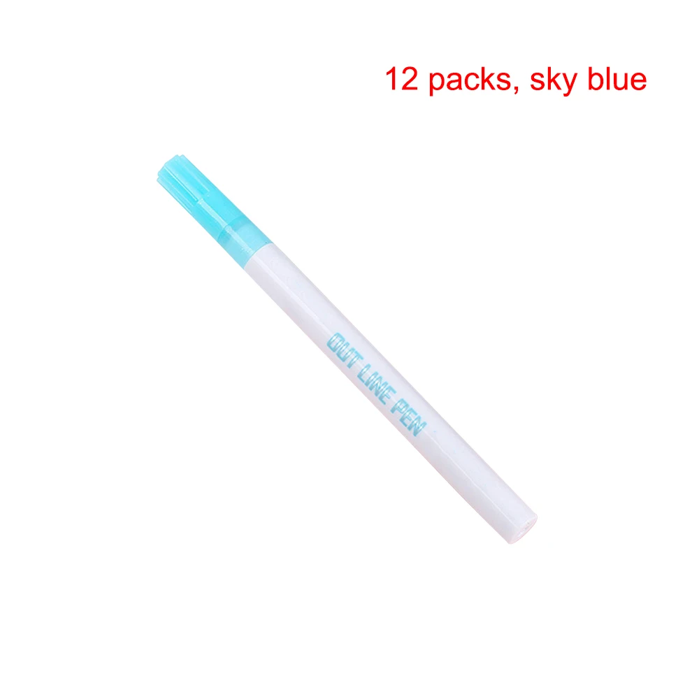 12pcs Sky blue В два ряда маркер для рисования из линии ручка тонкий маркер для рисования линий Fineliner каллиграфия надпись ручка цвет Скрапбукинг ручки - Цвет: 12pcs Sky blue
