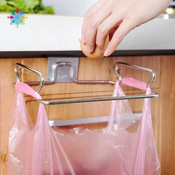 

Kitchen Multifunctional Shelf Garbage Bag Rack Door Back Type Stainless Steel Towel Garbage Bag Bracket tls