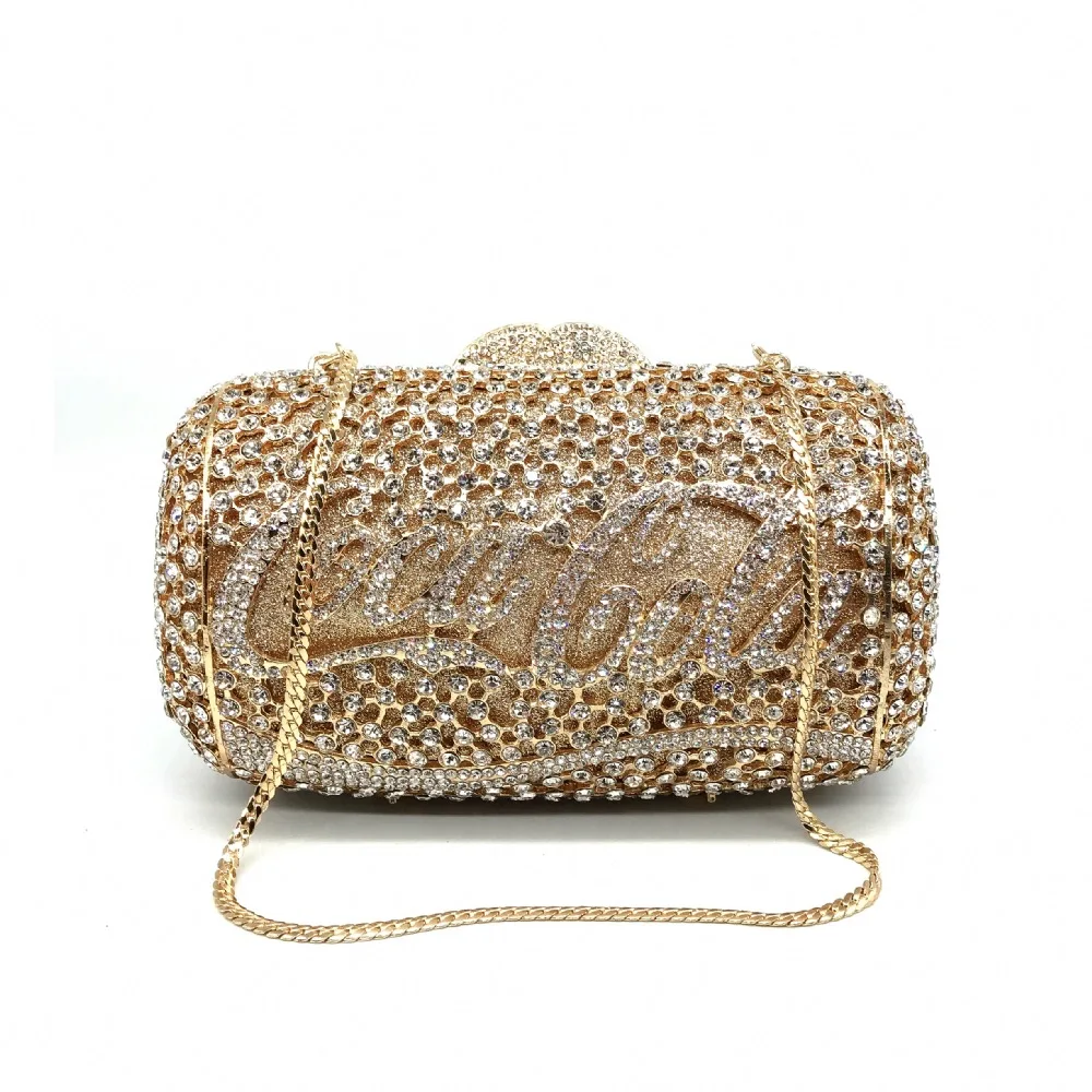 

Europe And America Women's Banquet Clutch Coke Diamond Evening Bag with Holes Diamond Set Hard Case Full Drilled Pack Formal Dre