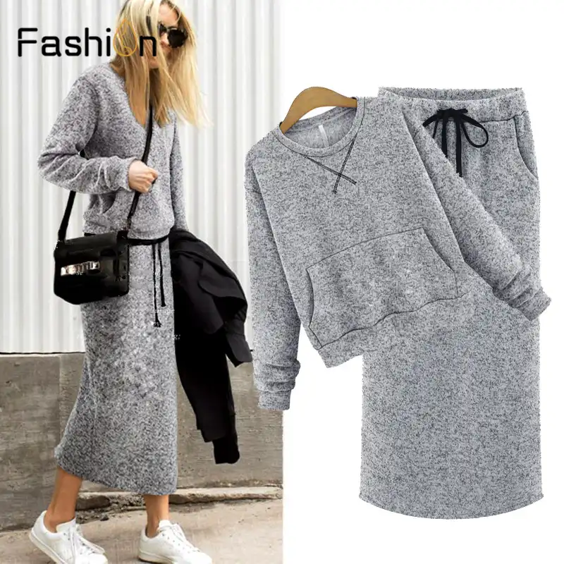 sweat suit skirt set