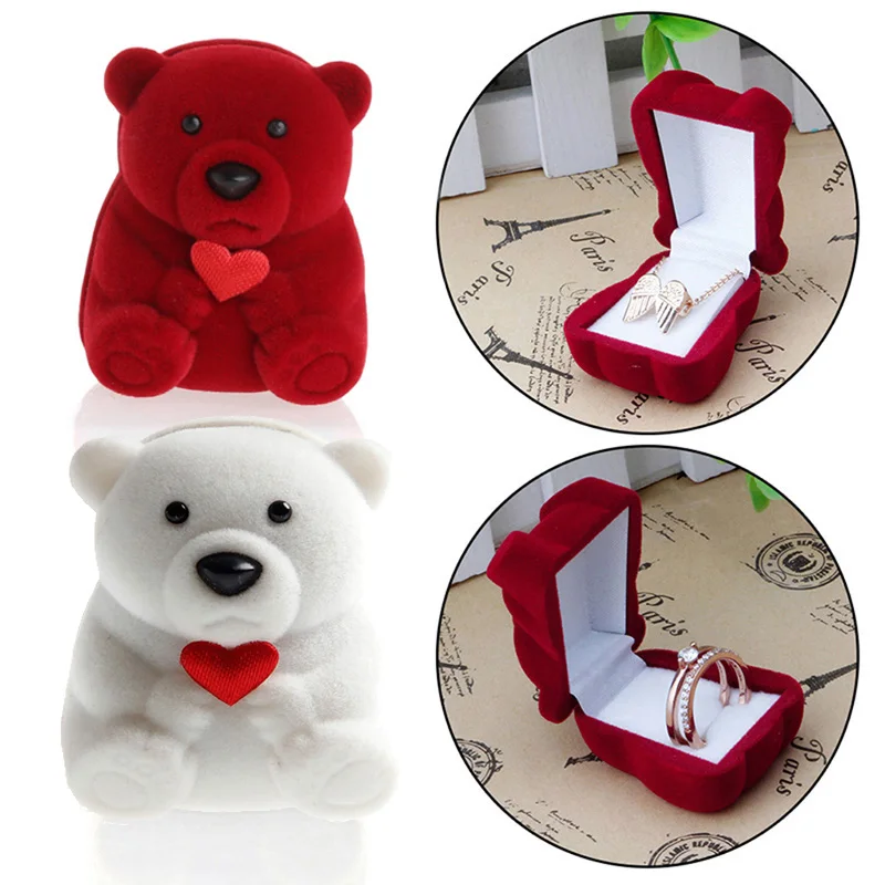 

Mini Cute Bear Jewllery Display Gift Boxes for Rings and Small Earrings Pendant Necklace