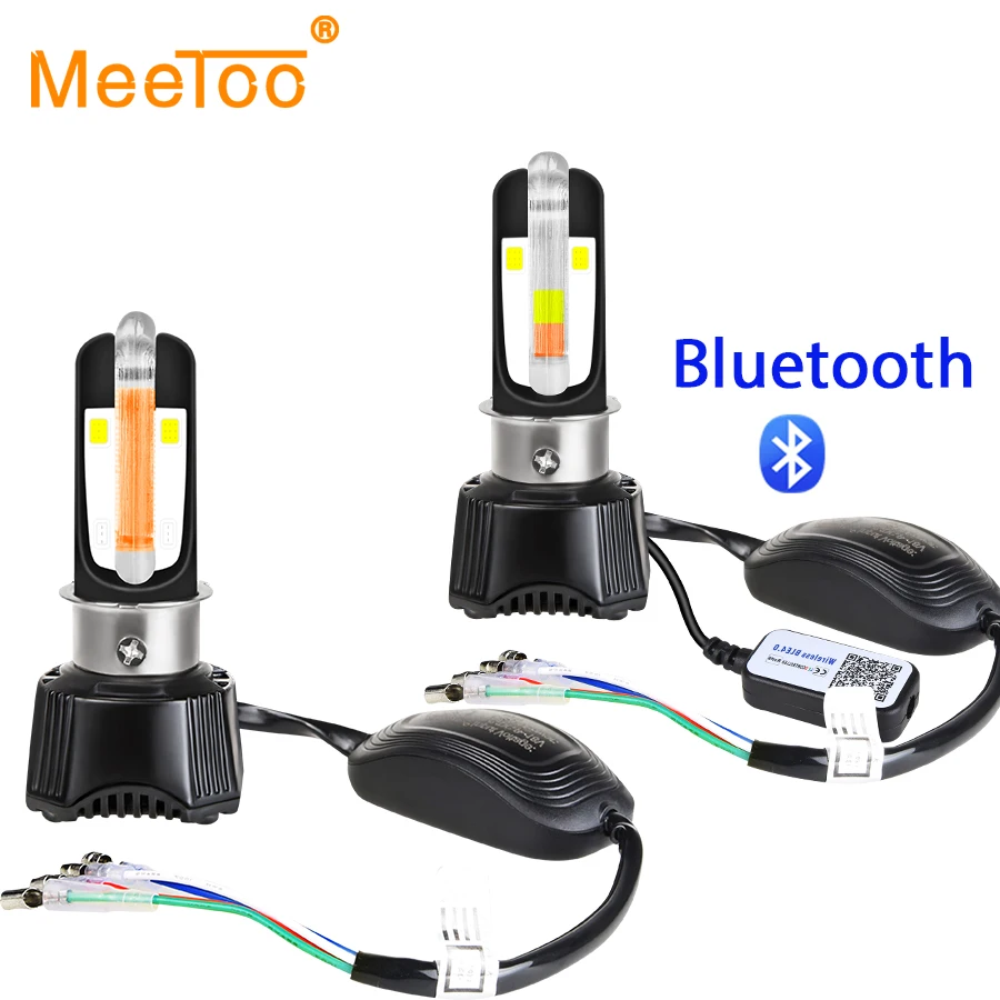 Фара для двигателя H4 светодиодный u образный RGB DRL Bluetooth приложение управления