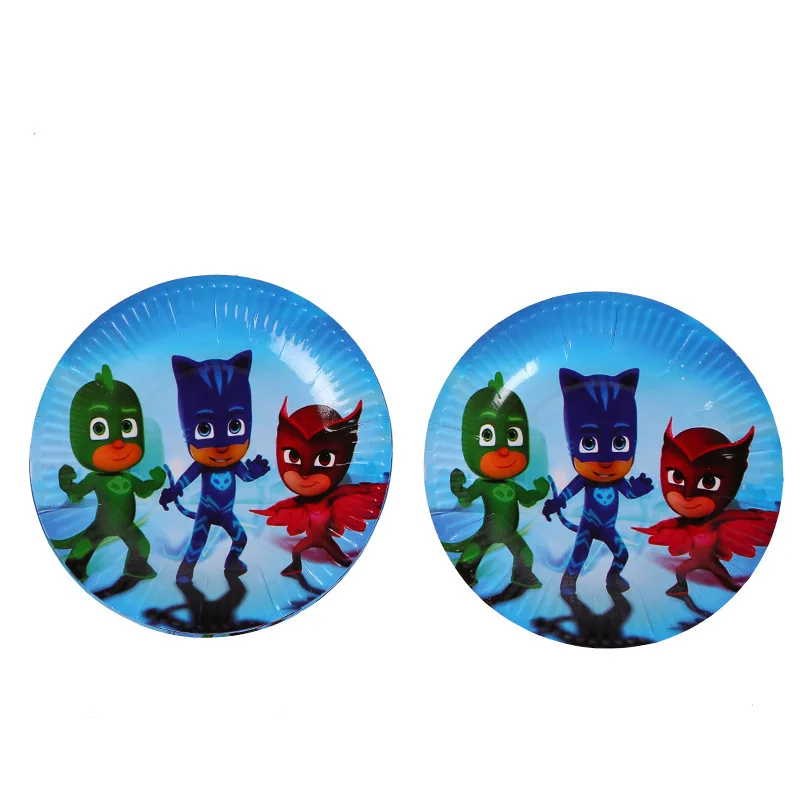 16 шт./компл. с капюшоном с рисунками Pj Mask для игрушка детская День рождения украшение для отдыха и вечеринок Поставки, кэтбой, алетт, Гекко, одноразовая посуда