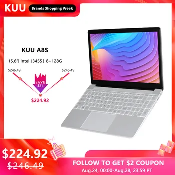 A8S 15.6 inch 8G RAM 512G 256G 128G SSD Laptop Intel j3455 Quad Core Student Computer Notebook with RJ45 Port for Office Game
