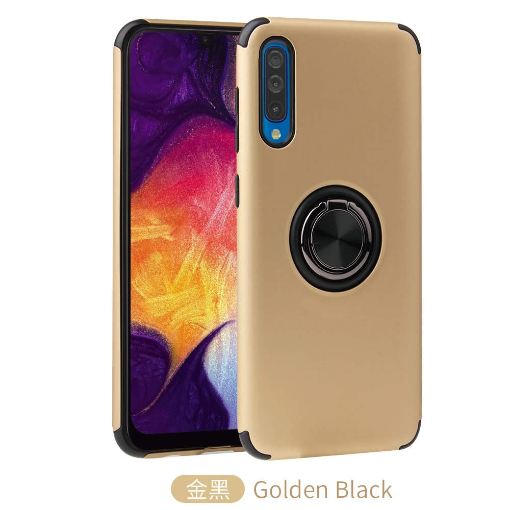 С двойным слоем ТПУ чехол для samsung Galaxy A50 A30 A20 A10 A70 металлический магнит подставка чехол Обложка на samsung A30S A20E A50S A10E - Цвет: Золотой
