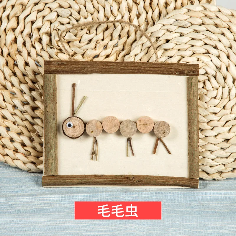 Развивающий Детский сад DIY натуральные деревянные животные птицы кролик гусеница спрей Материал пакет ручной работы художественная основа - Цвет: Абрикос