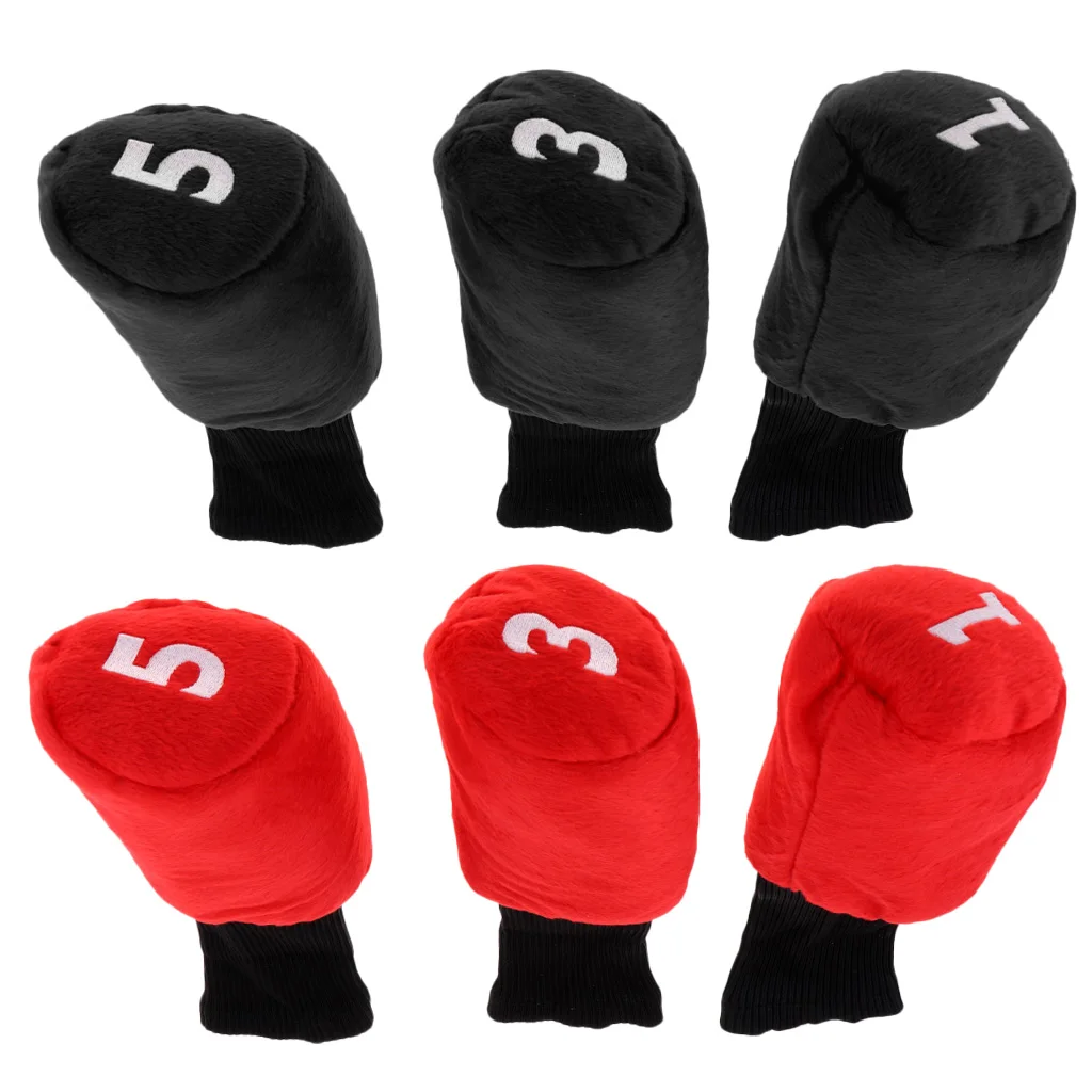 

3 Pcs Durable Lightweight Golf Head Black Red Cover Accessories Headcover Protector for Driver Fairway Wood Head Dropshipping