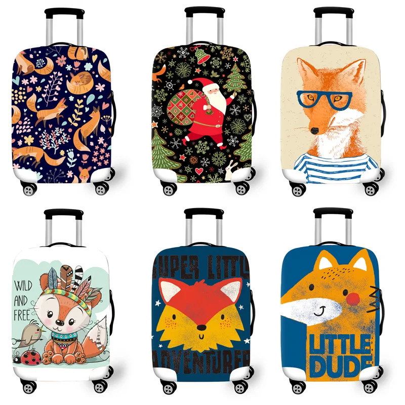 Protetora para Cases do Trole Acessórios de Viagem Bagagem Elástica Case Capa Mala Protetora Covers 3d Padrão Raposa T6212