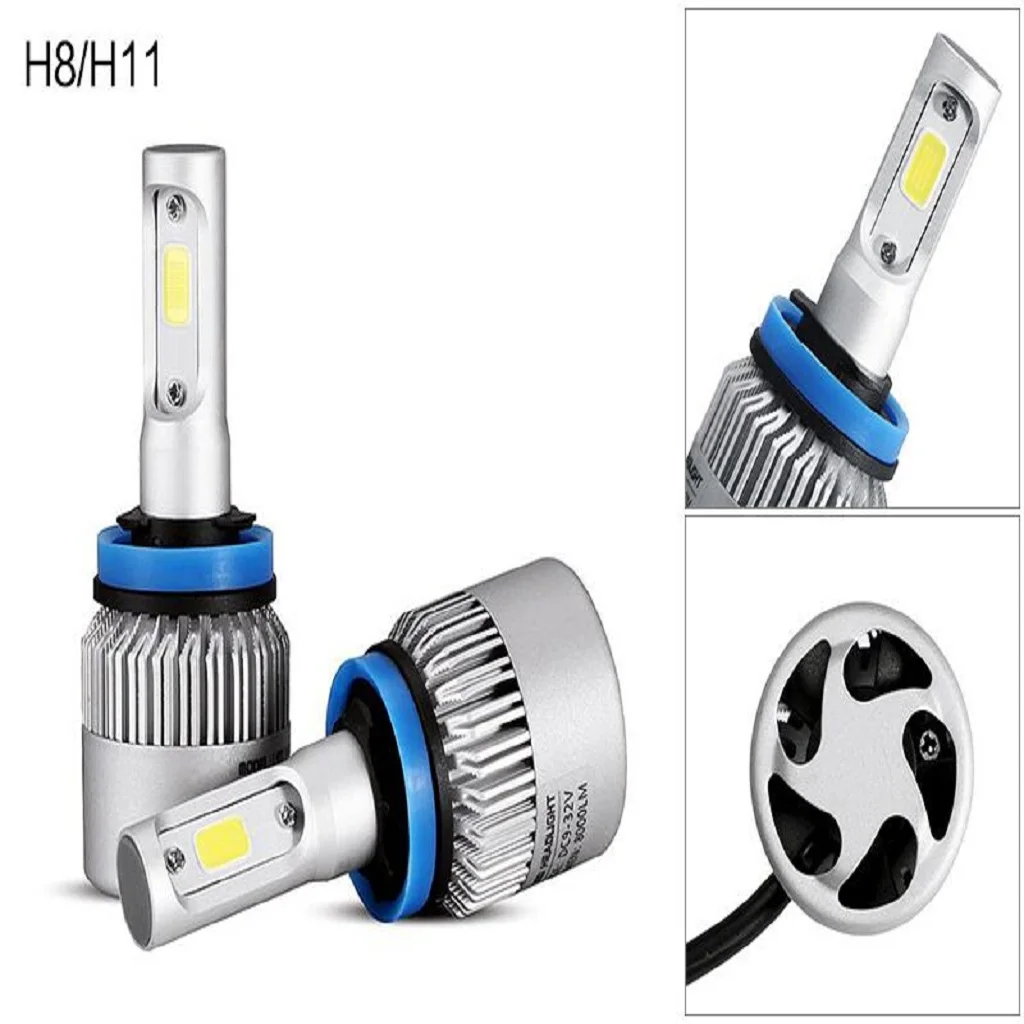 1 пара авиационных алюминиевых S2 H11 9 V-32 V 36W светодиодный фары лампы Супер яркий 6000K 8000 лм
