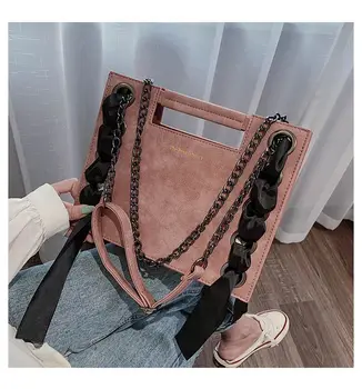 

Elegant Femael Tote bag 2020 Fashion New High Quality PU Leather Women's Designer Handbag Ribbon Chain Shoulder Messenger Bag