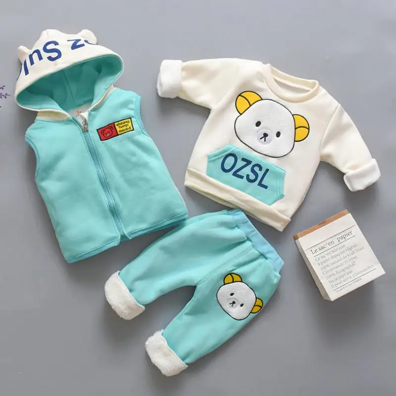 Winter Girls Clothes Sets Velvet Mickey Long Sleeved Keep warm hoody+pants Sports Suits New year Boy Clothing Kids Suit 0-4Y