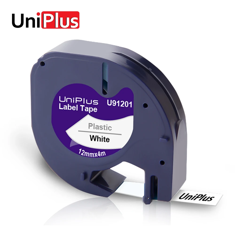 UniPlus 12mm Plastic Labelmaker for Dymo LT 91201 Letra Tag Black on White Label Tapes LetraTag Plus LT-100H Printer Ribbons | Компьютеры