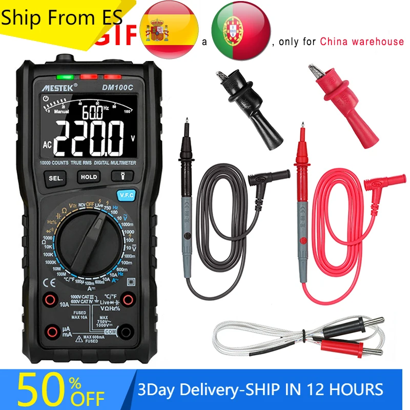Ship From ES RU Digital Multimeter professional 10000 Counts True RMS Tester Multifunctional Analog current clamp | Инструменты