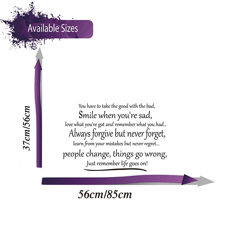 You have to take the good with the bad Quote Wall Sticker Bedroom Kids Room Smile Change Rember Life Wall Decal Living Room Viny (1)