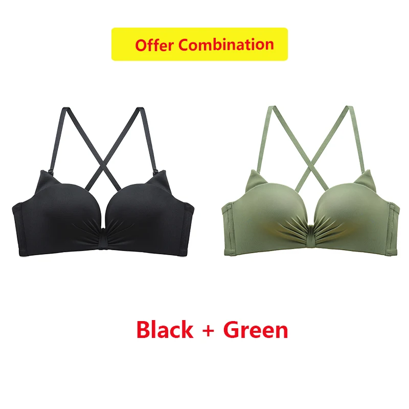 Хаки Sexy Lingerie Cat Ear Pattern Beauty Back Gather Bra Small Breast Thickened Wire Free Underwear For Girls 32/70-38/85 A B Cup - Цвет: Хаки