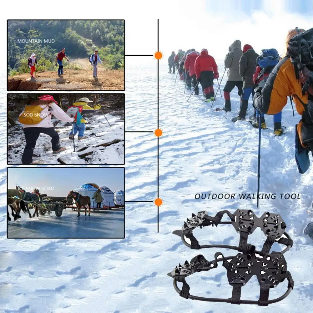 Non-slip Shoe Cover 24-tooth Anti-skating Claw Ski Walking Shoe Cover Snow Skid Tool Outdoor Sports Accessories For Hiking