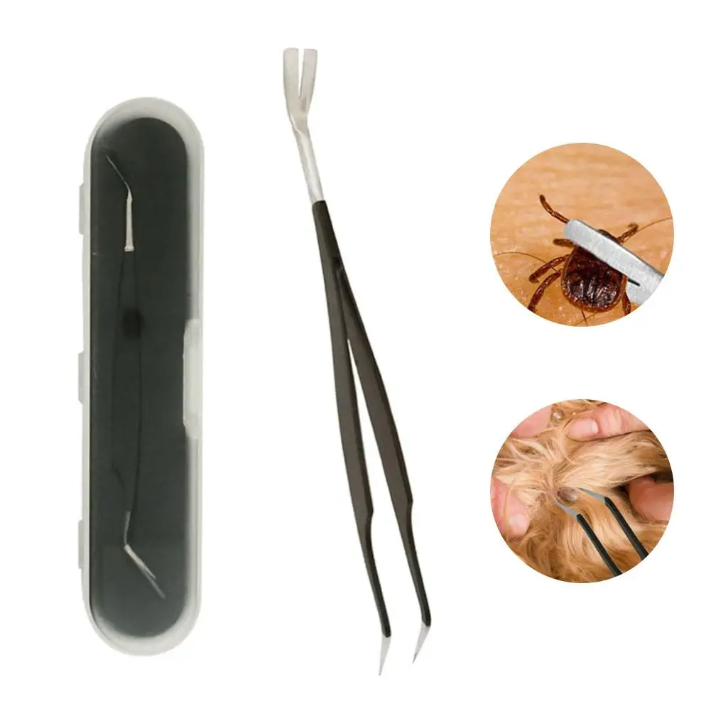 2 In 1 Stainless Steel Tick Tweezers Professional Quick Removal Tool for Cat Dog People Pet Supplies Accessories | Дом и сад