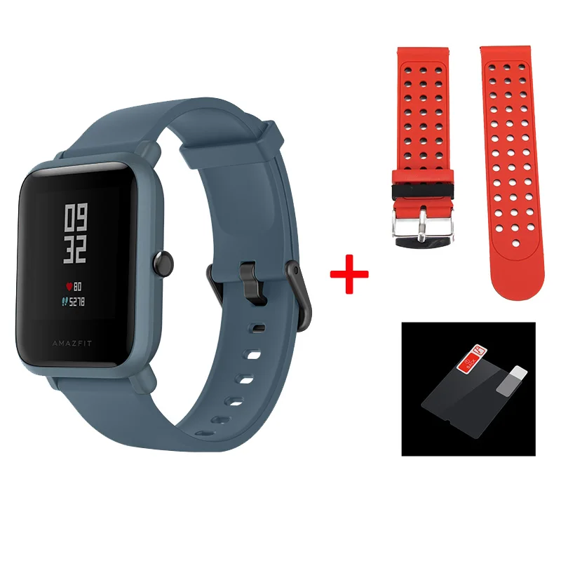 blue and red Английская версия Amazfit Bip Lite умные часы Huami Amazfit Bip LITE Мужские часы 45 дней Срок службы батареи 3ATM водонепроницаемые часы - Цвет: blue and red