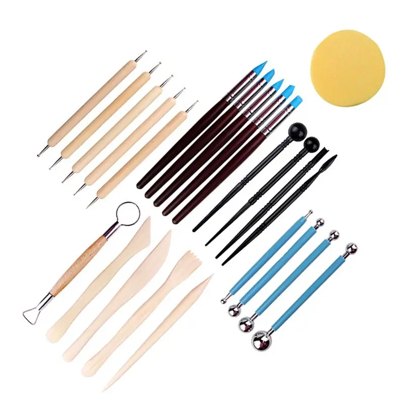 24 штуки глиняный Набор для лепки DIY глина для художественных работ инструменты для гончарного дела набор деревянная Ручка Керамика и Керамика инструменты для лепки из глины