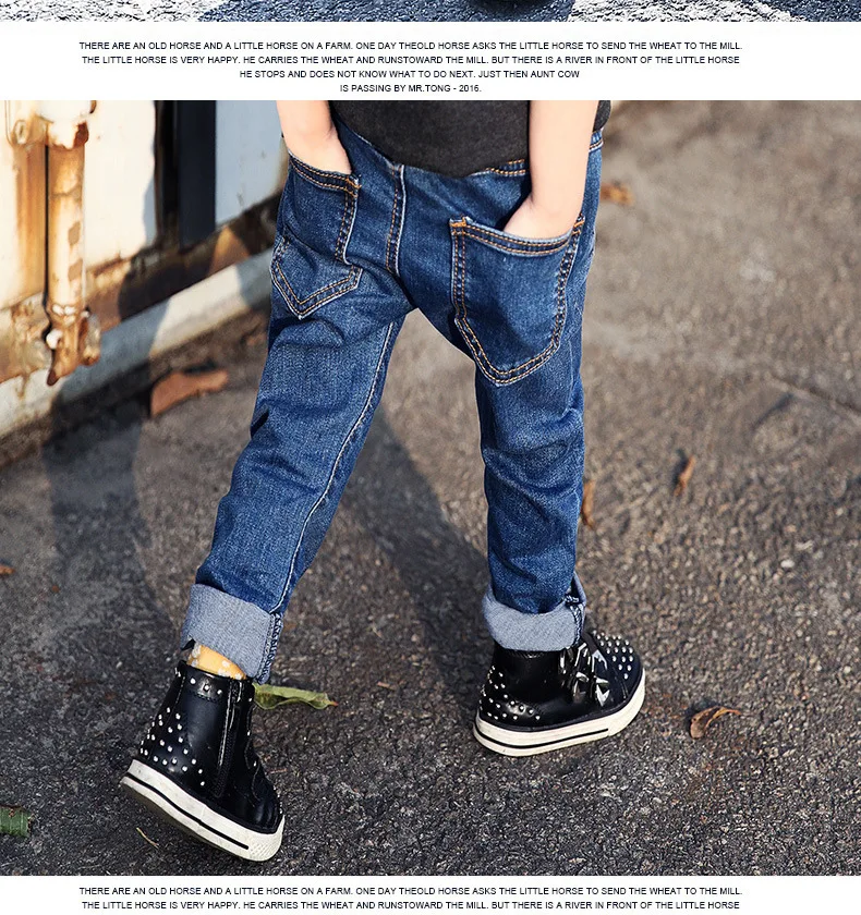 Autumn New Style Crawler Men's Children Big Kid Pants Korean-style Trousers Jeans BOY'S Spring And Autumn