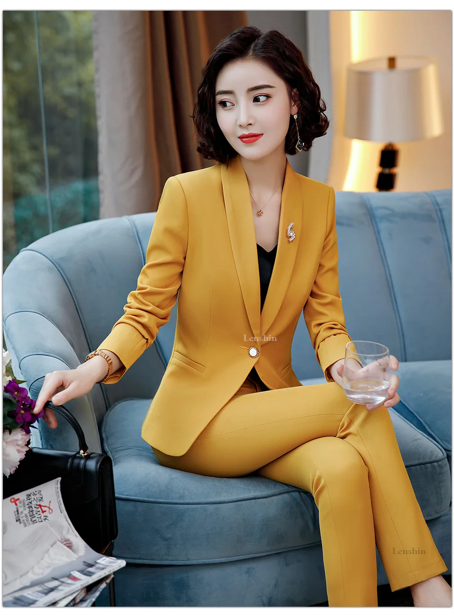 Lenshin комплект из 2 предметов, прямой и гладкий деловой костюм с ...