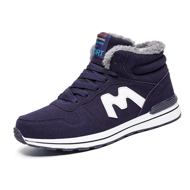 Dark Blue Reetene/мужские ботинки; мужские ботильоны на меху с высоким берцем; мужские плюшевые зимние кроссовки; Мужская зимняя обувь; модные зимние ботинки; 39-46 - Цвет: Dark Blue