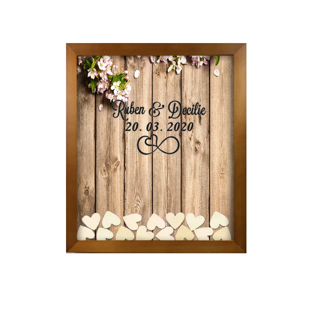 cherry frame Заказная Свадебная коробка, свадебная суккулентная кактус Wrcath, персонализированная рамка для гостевой книги, вывеска, свадебное украшение, деревянная коробка - Цвет: cherry frame