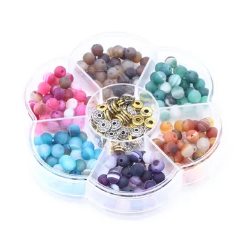 

frosted stripe stones scattered small spacer beads round bead zinc alloy box combination cross-border exclusively