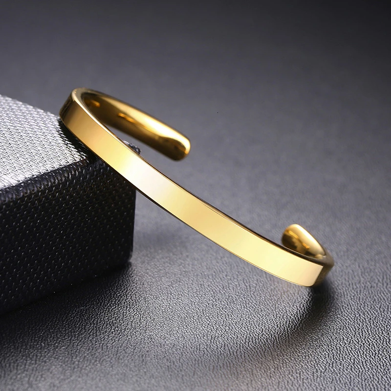 Vnox, настраиваемый классический детский браслет для мальчиков и девочек, 5 мм, нержавеющая сталь, Детская манжета, браслеты, персонализированное имя, подарок для любви - Окраска металла: Gold