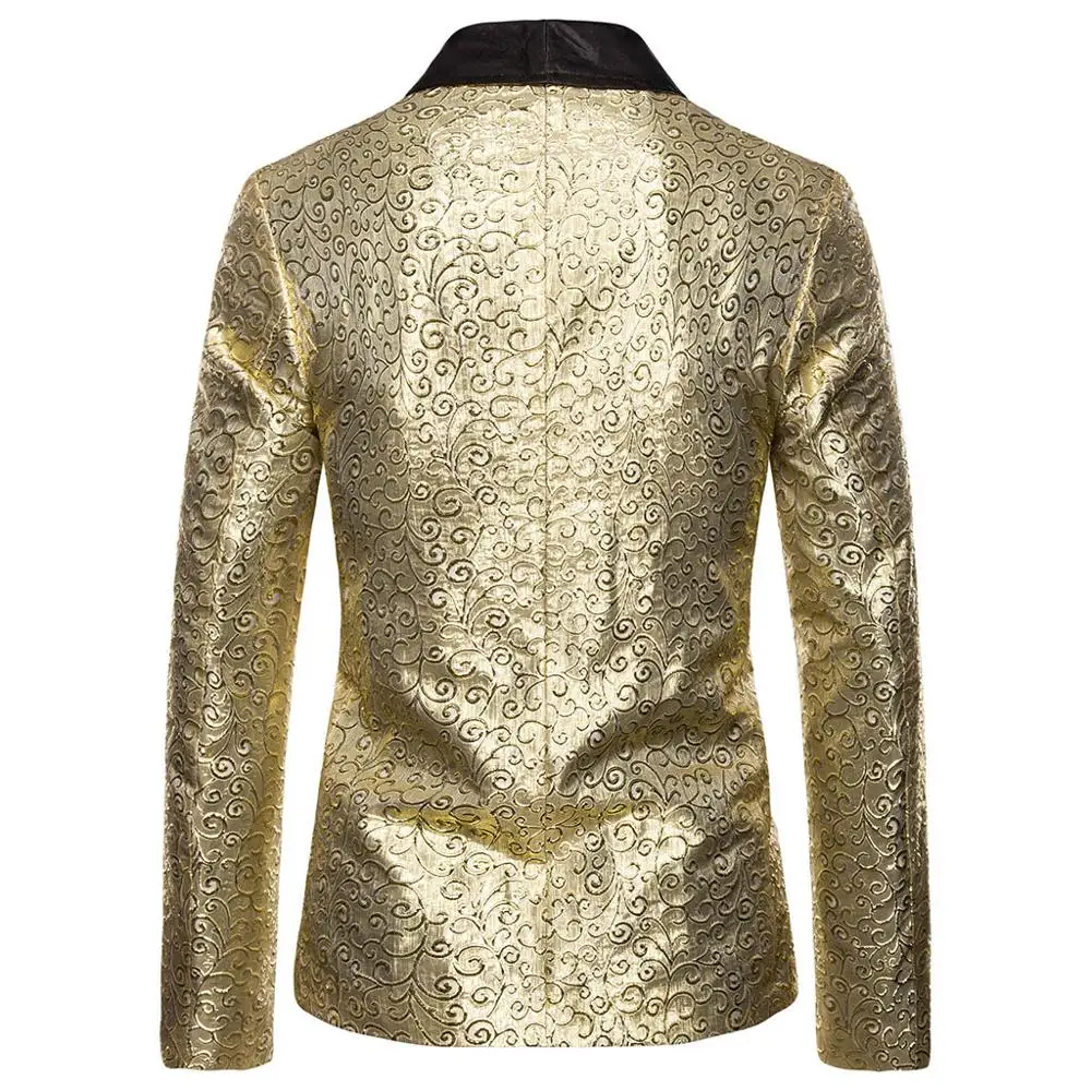 Men's Autumn Floral Jacquard Suit Jacket 2019 Fashion Shawl Collar Blazer Men Party Wedding Prom Blazer Male Stage Singer Clothe Men's Autumn Floral Jacquard Suit Jacket 2019 Fashion Shawl Collar Blazer Men Party Wedding Prom Blazer Male Stage Singer Clothe