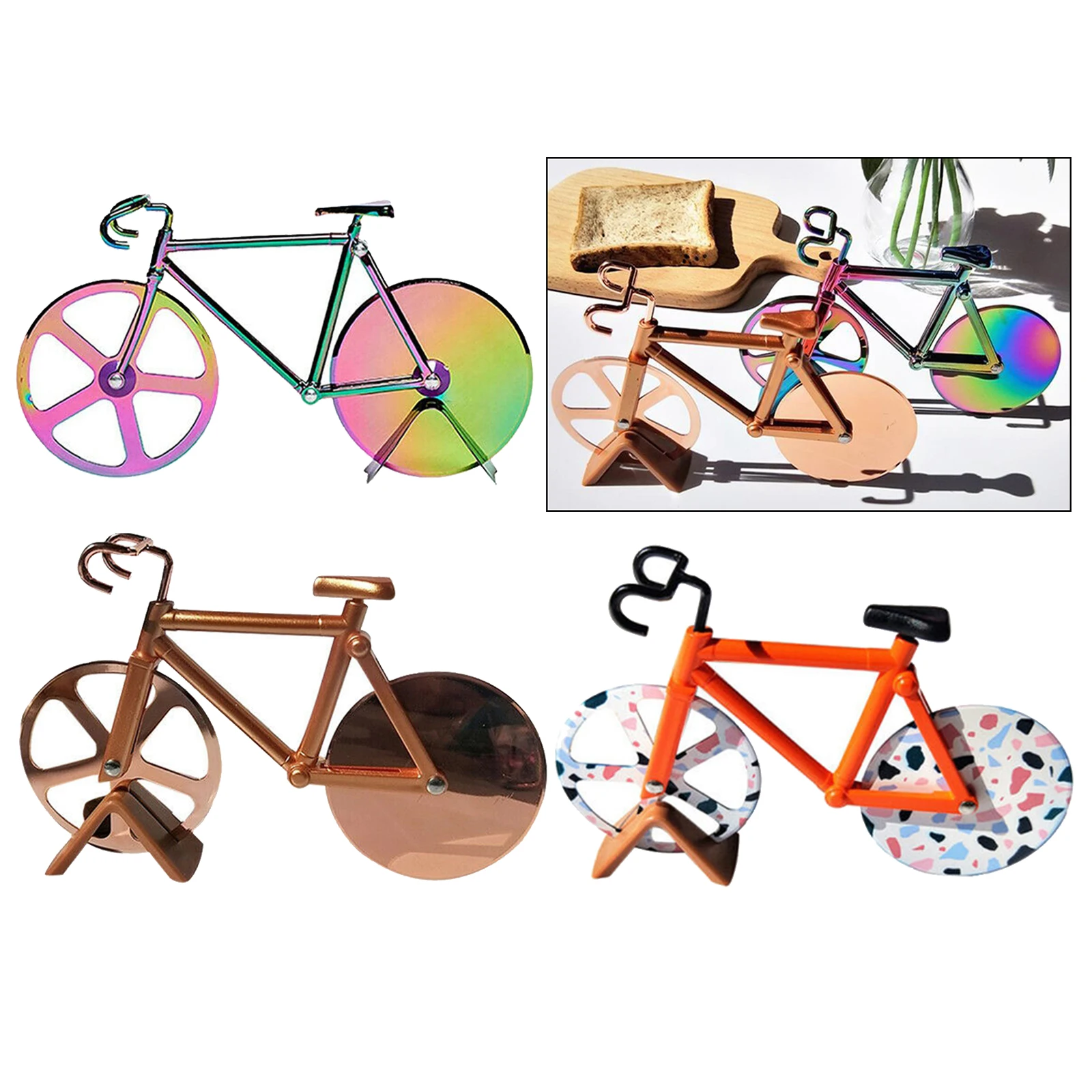 Creative Bicycle Pizza Cutter Stainless Steel Non-Stick Cutting Wheels Pizza Cutting Knife Pizza Chopper Slicer Tool Creative Bicycle Pizza Cutter Stainless Steel Non-Stick Cutting Wheels Pizza Cutting Knife Pizza Chopper Slicer Tool