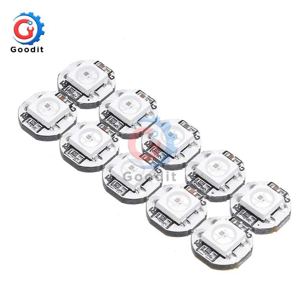 10 шт./лот, DC 5 В, 3 мм x 10 мм WS2812B SMD RGB LED Mini PCB Board 5050 чип, встроенный, высокое качество, полноцветный, мягкий свет - изображение
