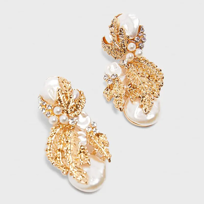 Girlgo ZA винтажные элегантные серьги-капли с жемчугом для женщин, роскошные серьги с кристаллами и бахромой в виде сердца, ювелирные изделия, подарки