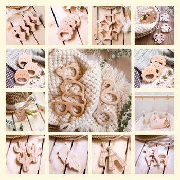 

Let's Make 20Pc Wooden Teether Baby Rattle Accessories Cactus Straw Crib Mobile Holder For Kids Baby Teether Wooden Teether Toys