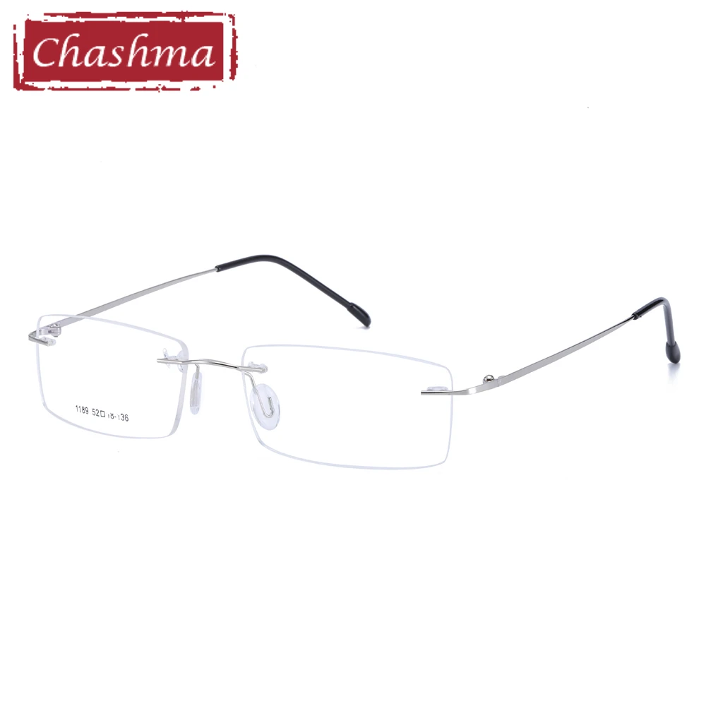 Silver Бренд Chashma, без оправы, титановый сплав, ультра-светильник, вес, очки для близорукости, оправа, оптические очки для глаз для мужчин, очки без оправы, 2 G - Цвет оправы: Silver