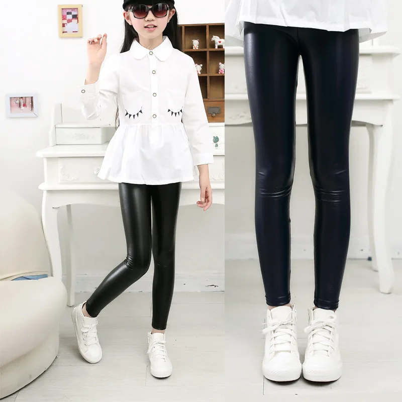 Girls Leggings Pencil-Pants Skinny-Trousers Black Kids Children Clothing Spring Warm