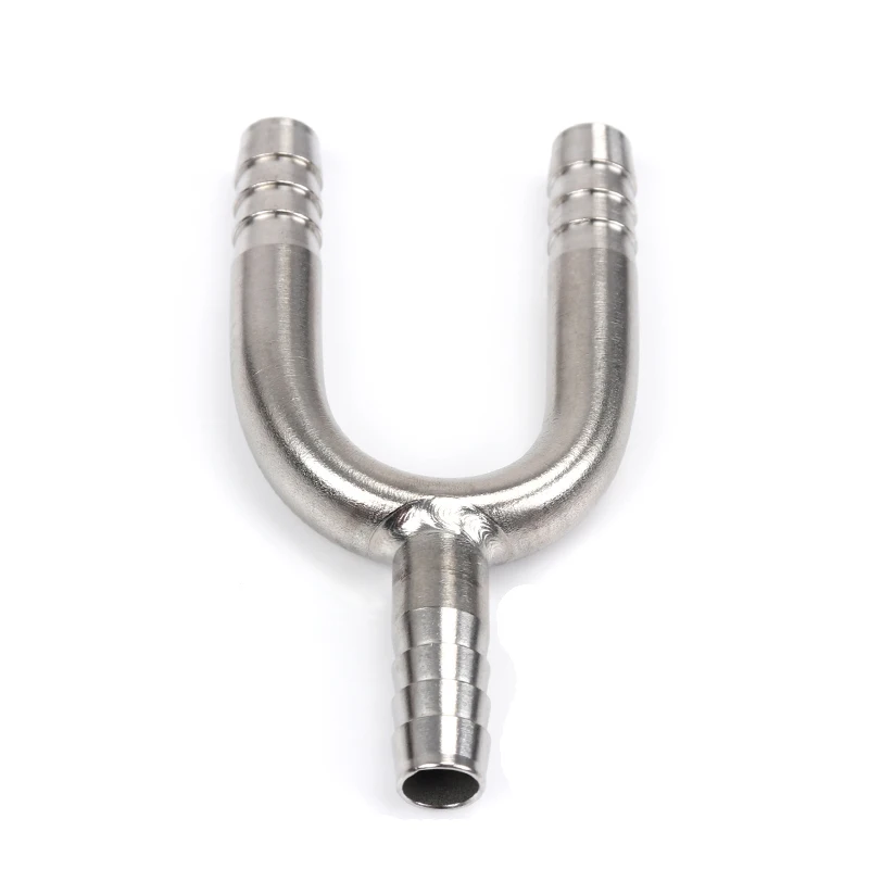 Y Shape U Shape T Cross Hose Barb Stainless Steel 1/4" 7mm Barb Fitting 3 Way Tee Barbed Co2 Hose Splicer Homebrew beer hose connector