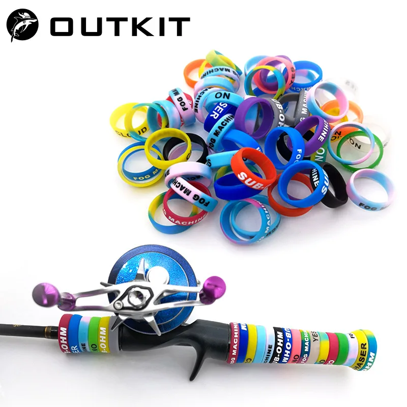OUTKIT 20pcs Fishing Rod Handle Protective Case Lure Silica Gel Rod Clip O-shaped Ring Anti-Slip Ring Tackle