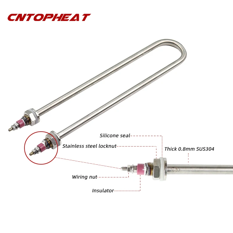 

220v/380v 1KW/1.5KW/2KW/3KW/4KW U Type M16/M18 SUS304 12mm Tube Electric Heat Pipe Water Heater U Shape Heating Element