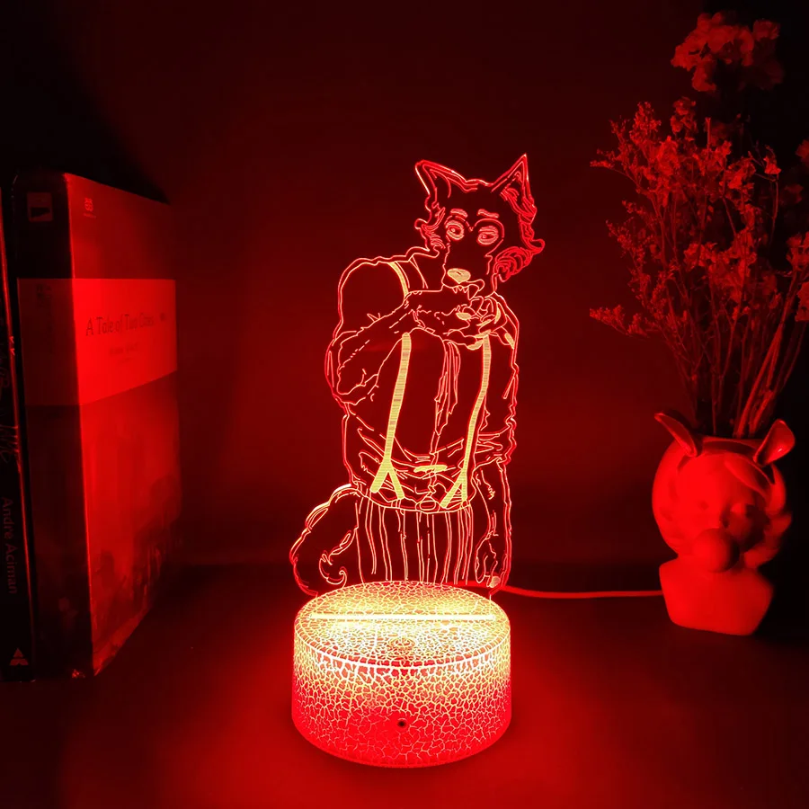 Beastars Legoshi 3D Anime Light Acrylic Lamp - 7-Color Changing Cute Room Decoration