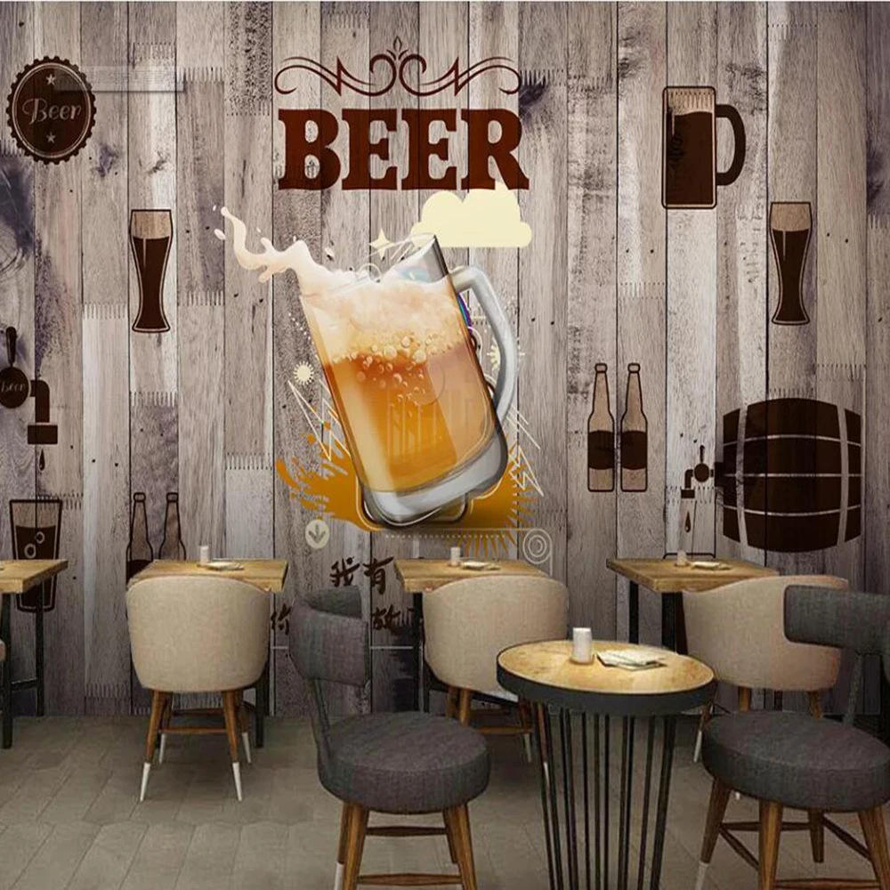 

Drop Shipping Custom Large 3D Wallpaper Mural Wood Beer Decorative Painting Background Wall Decorative Mural Wallpaper