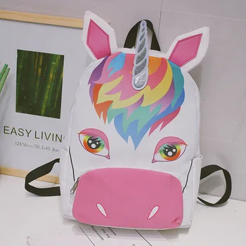 

Unicorn Animal Personality Canvas Shoulder Bag Fashion Student School Book Bags Teenager Girls Creative Travel Shopping Backpack