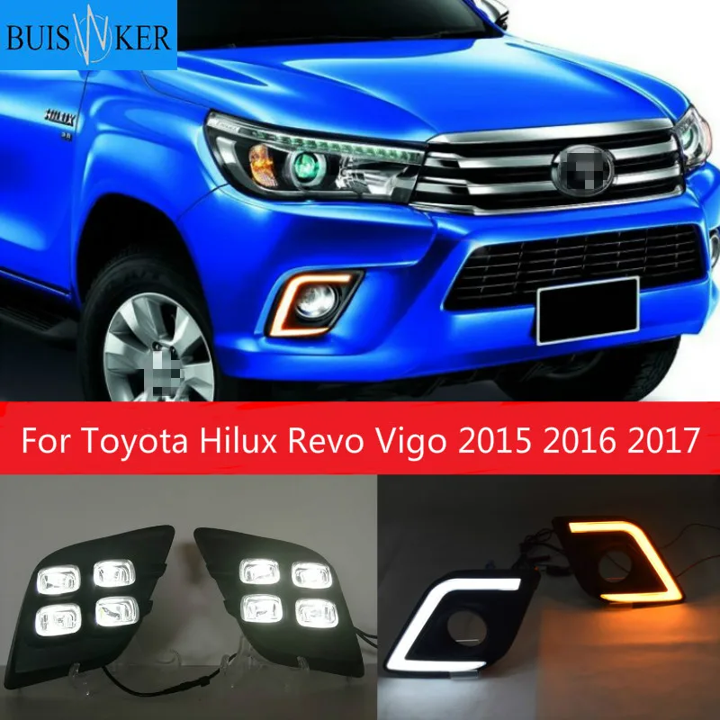 2 шт. светодиодный Toyota Hilux Revo Vigo 2015 2016 2017 светодиодные дневные ходовые огни дневной