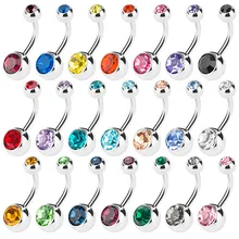 Пирсинг пупка Хирургическая сталь одинарные Хрустальные Стразы пупка Кольца пирсинг Ombligo мяч Nombril 10 шт./набор драгоценный камень бар