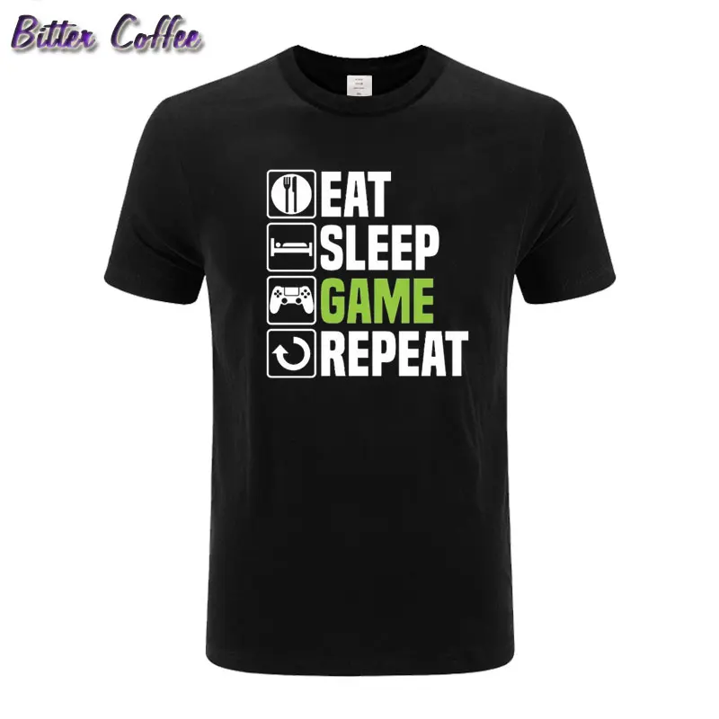 Eat Sleep игровая футболка Веселая геймерская Рождественская подарок на день рождения повседневные футболки с принтом