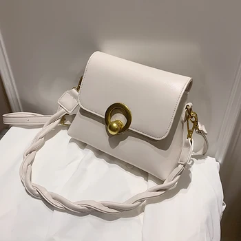 

Solid color Crossbody bag 2020 New High-quality PU Leather Women's Designer Handbag Weave Shoulder strap Shoulder Messenger Bag