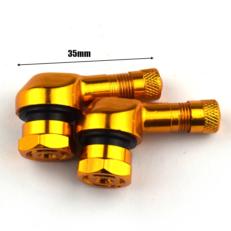 

2Pcs Gold 90 Degree Angle Aluminum Alloy Tire Valve Stem Cap For Motorcycle Car