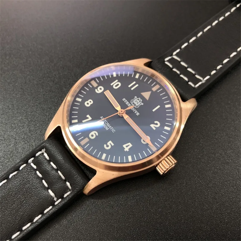 

1948 Pilots Watch CUSN8 Bronze Edition 200m Waterproof Diving Clock C3 Super Luminous Mens Military Submarine Mechanical Watches